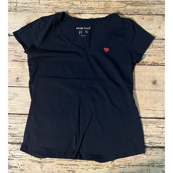 Rachel Hollis Wines Size XS Black V-Neck Short Sleeve Tee - Picture 1 of 6